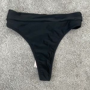 NWT Black high waisted thong swim bottom
